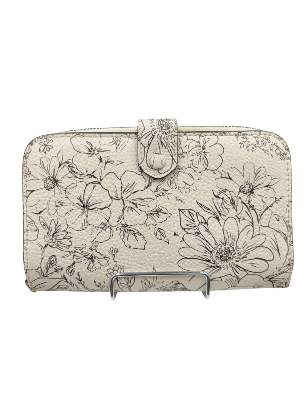 Vera Bradley Cream Floral Full-Grain Leather Organizer Wallet